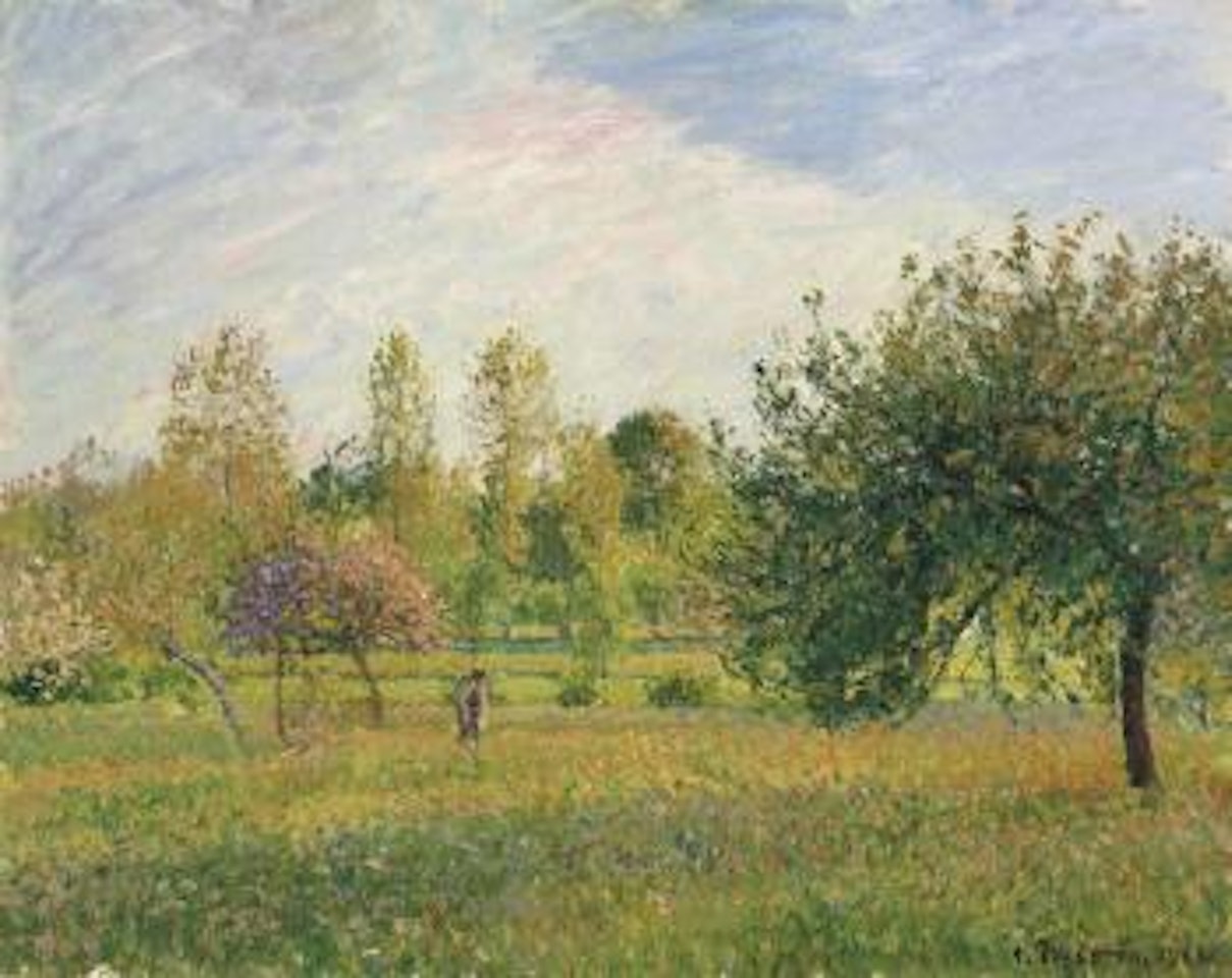 Le pré à Éragny, été, soleil, fin d’après-midi by Camille Pissarro