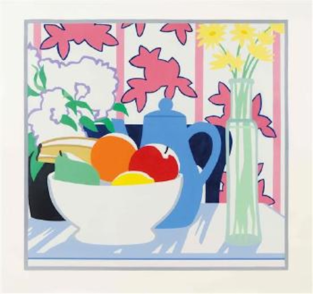 Stille life with fruits, flowers and floral fall paper by Tom Wesselmann