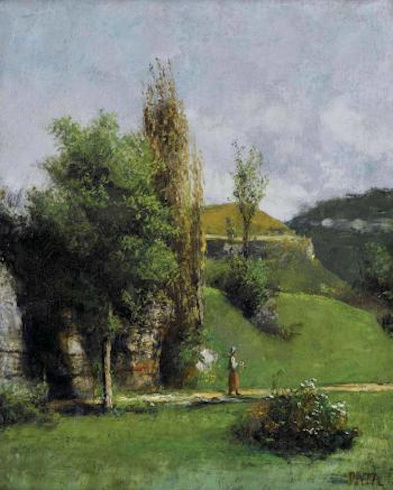 Südliche Landschaft mit junger Frau by Cherubino Pata