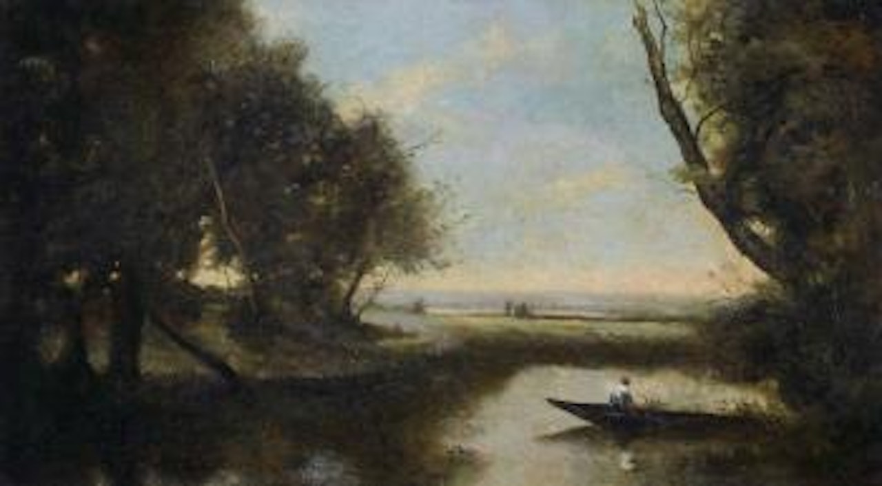 Flusslandschaft mit Boot by Jean Baptiste Camille Corot