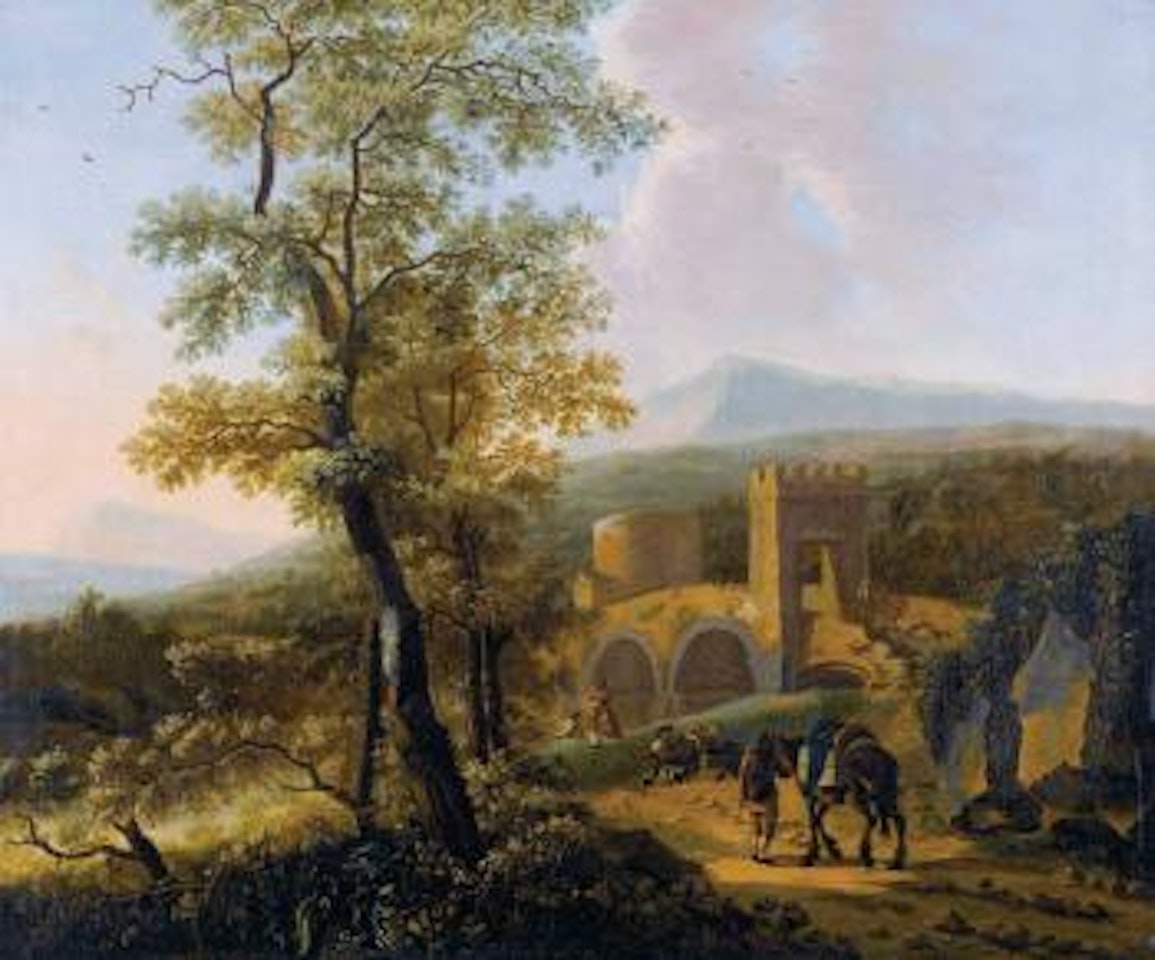 Weite Landschaft mit alter Brücke by Jan Both