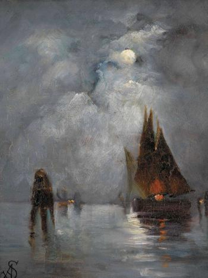 Lagune de Venise au clair de lune by Alfred Stevens