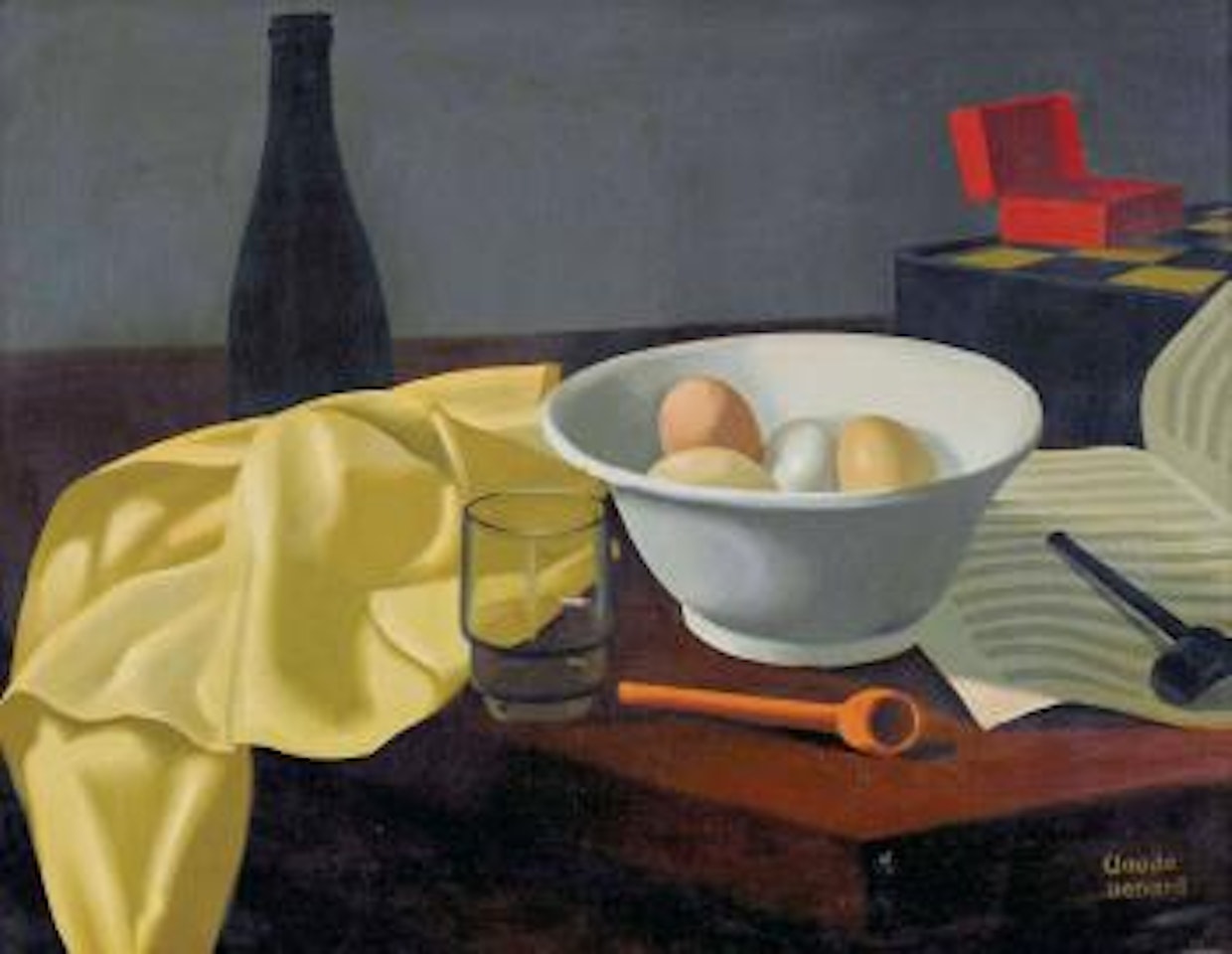Nature morte aux oeufs, pipes et papier à musique by Claude Venard