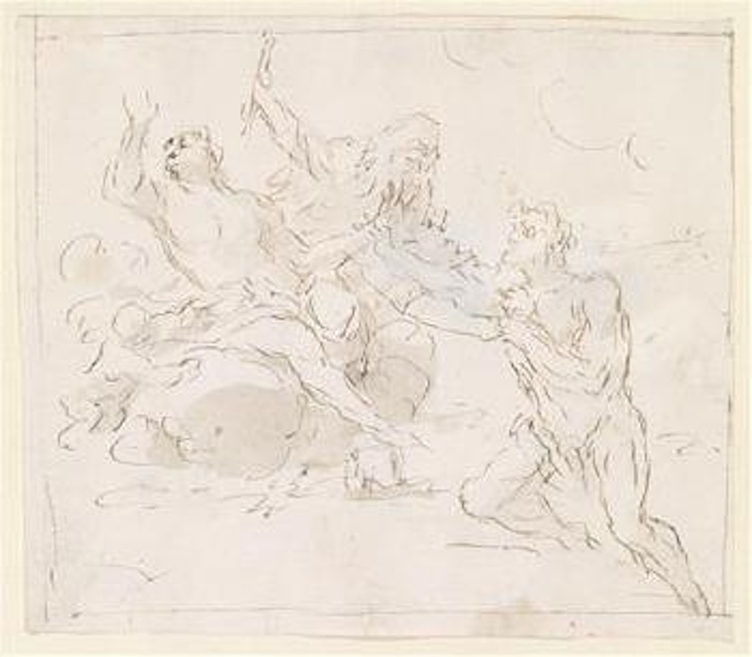 Christ, Mary and an apostle by Gaspare Diziani