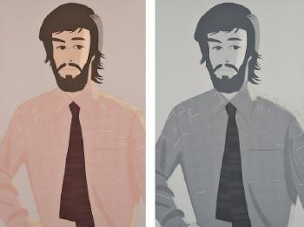 Plaid shirt 1; and Plaid shirt 2 by Alex Katz