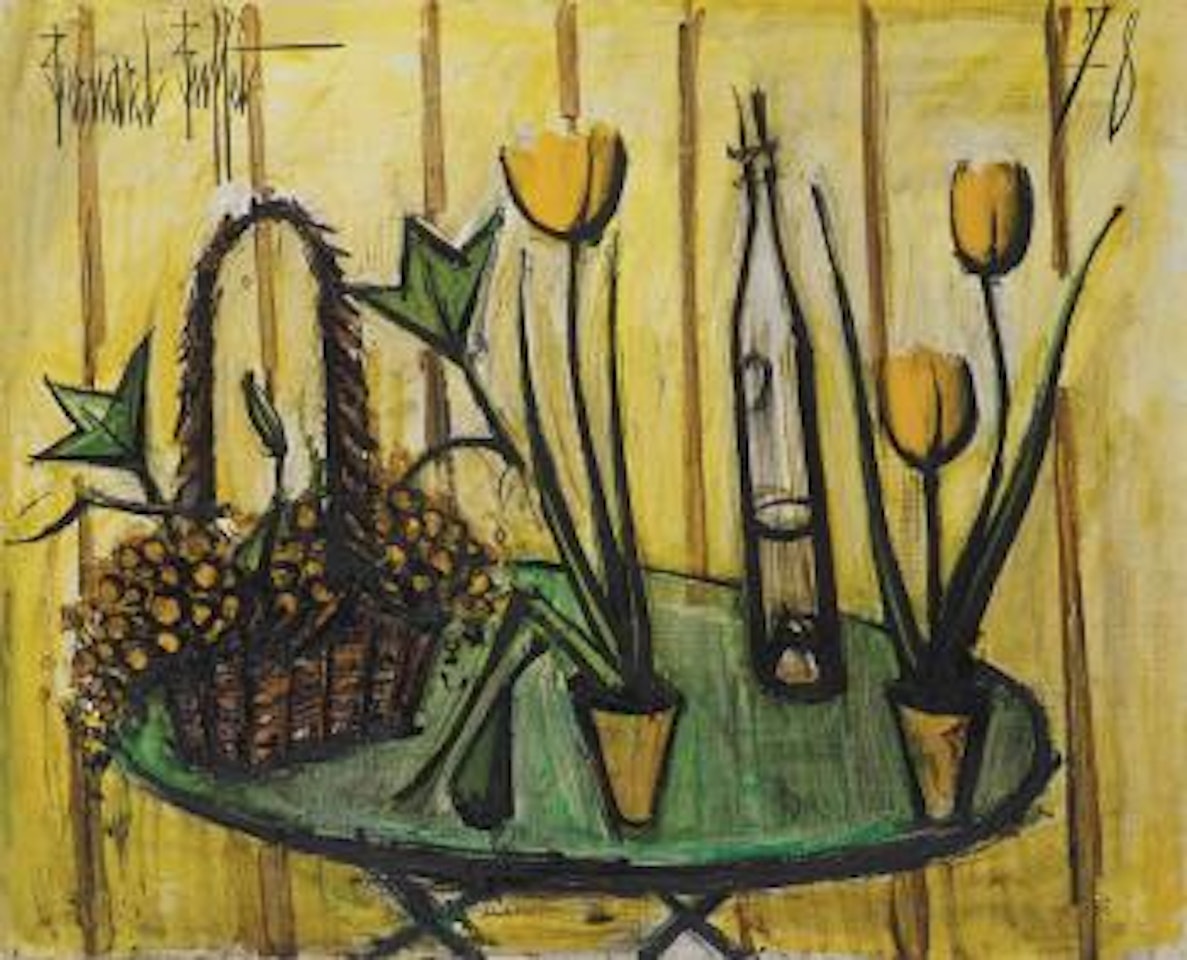 ベルナール・ビュッフェ、【Tulipes sur une table】-