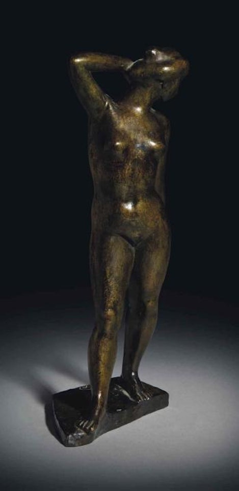 Baigneuse debout se coiffant, le coude levé by Aristide Maillol
