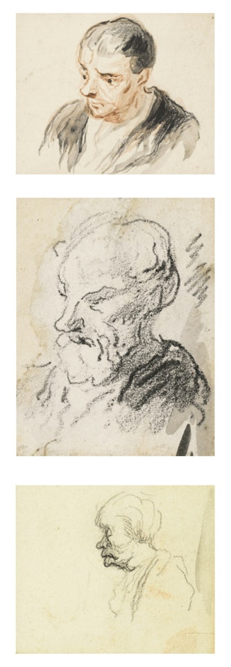 TROIS DESSINS: (I) TÊTE D'HOMME (II) BUSTE D'HOMME (III) TÊTE EN PROFIL by Honoré Daumier
