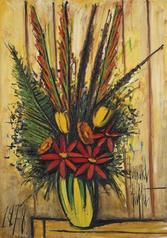 Bouquet au vase jaune et vert by Bernard Buffet