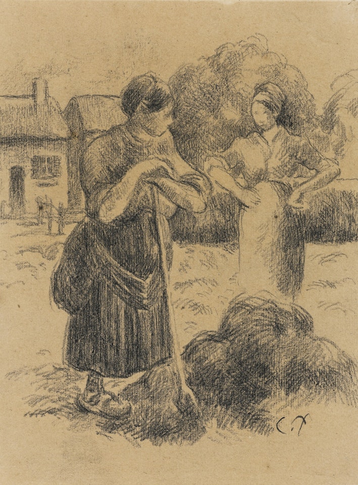 PAYSANNE À LA FOURCHE by Camille Pissarro