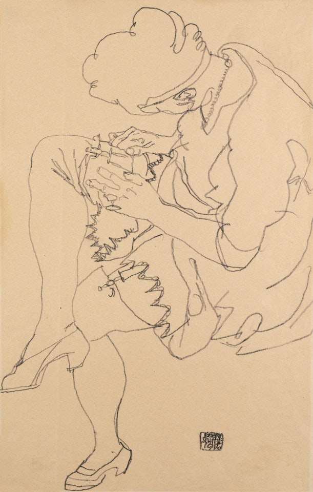SITZENDE FRAU (SEATED WOMAN) by Egon Schiele