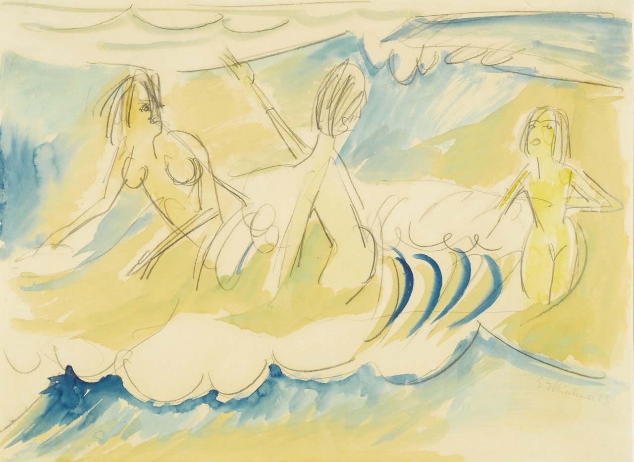 DREI MÄDCHEN IM WASSER (THREE BATHERS IN THE WATER) by Ernst Ludwig Kirchner