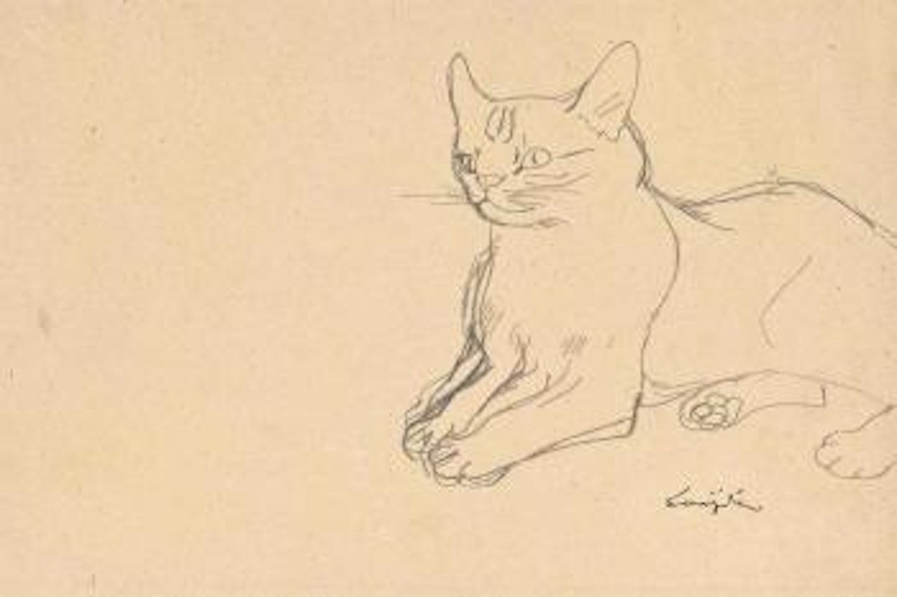 Chat En Alerte by Leonard Tsuguharu Foujita