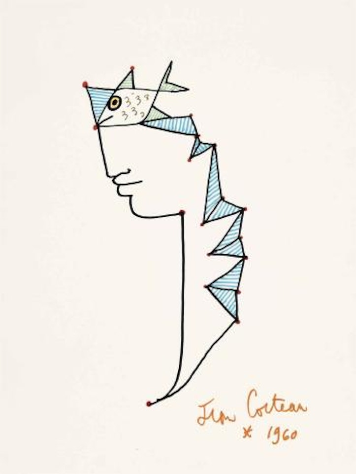 Tête D'homme Aux Yeux Poisson by Jean Cocteau