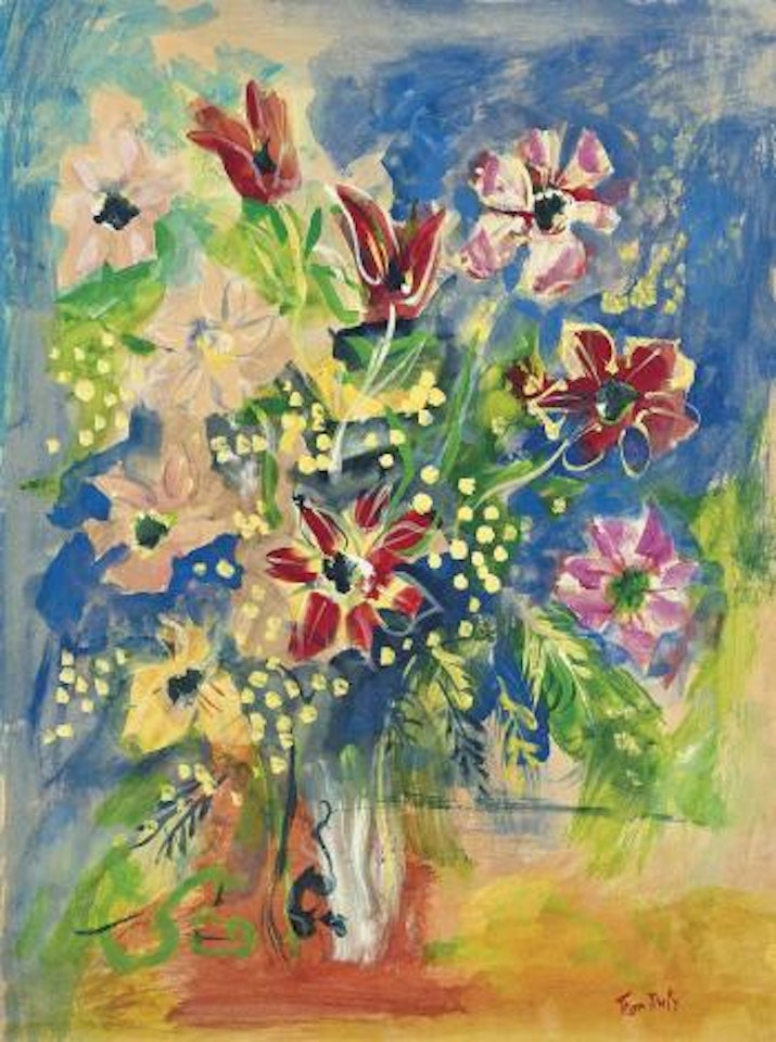 Bouquet D'anémones De Tulipes Et De Mimosa by Jean Dufy
