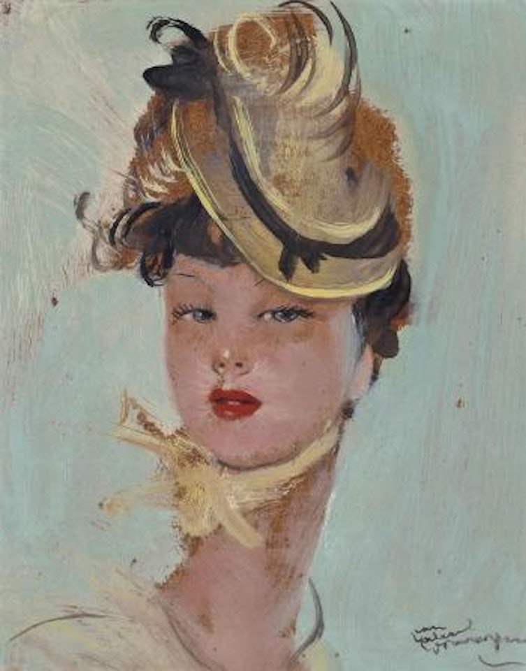 Elégante Au Chapeau Jaune by Jean Gabriel Domergue
