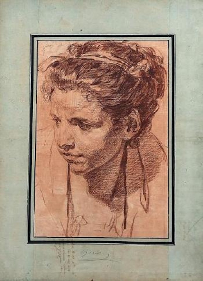 Portrait d'une jeune femme de trois-quart, tournée vers la gauche by Jean-Baptiste Greuze
