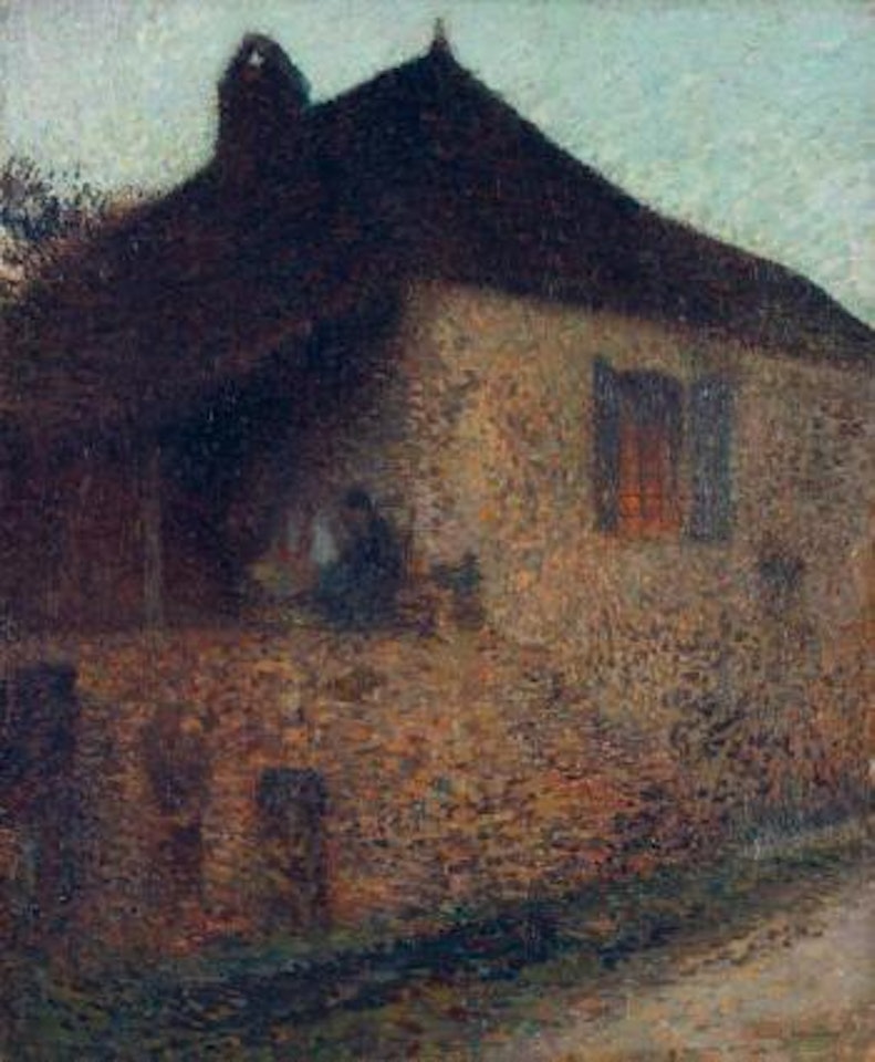 Femme sur la terrasse d'une ferme by Henri Jean Guillaume Martin