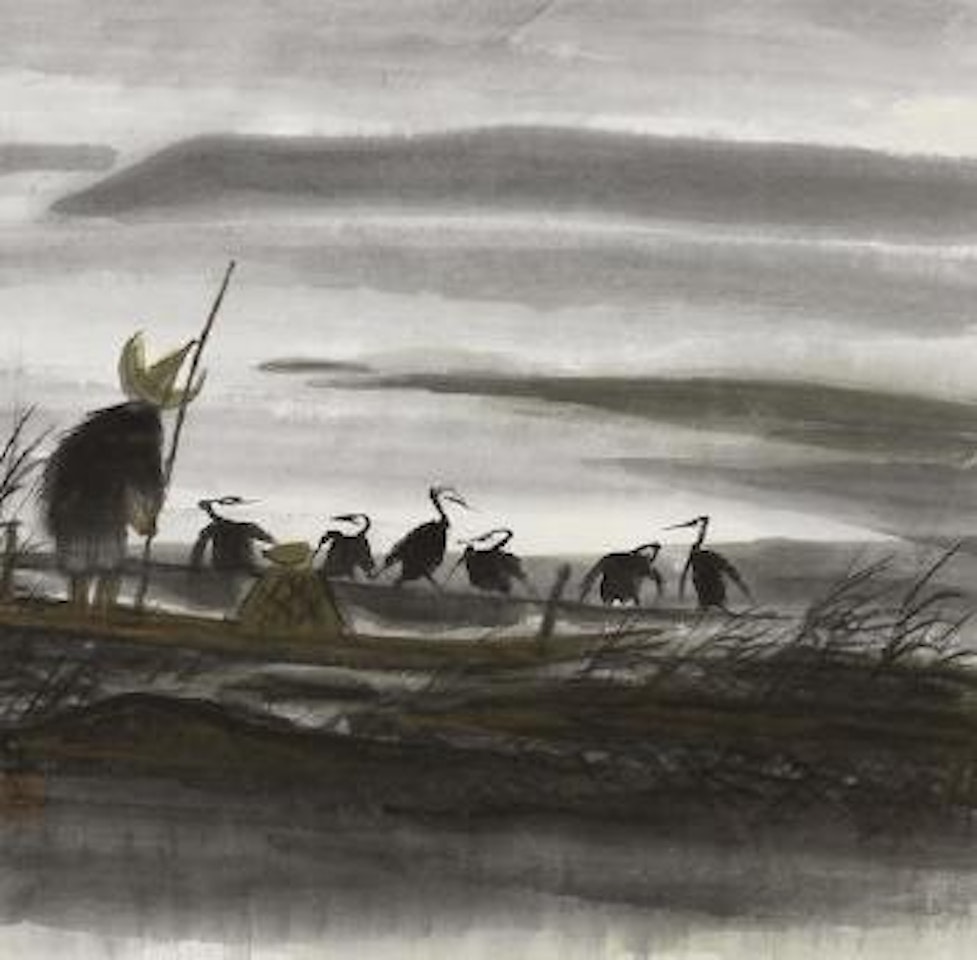 Cormorant fisherman by Lin Fengmian