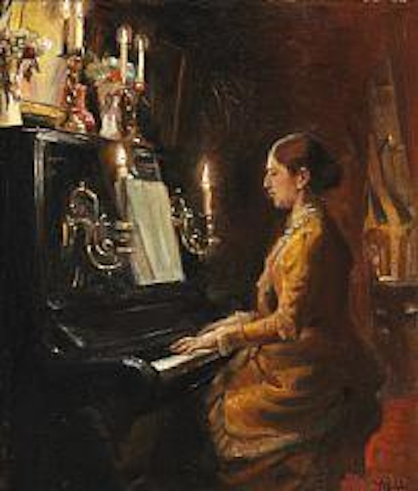 Anna at the piano by Michael Ancher