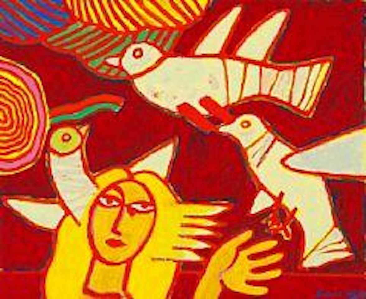 La blonde au pays des oiseaux (The blonde in the land of birds) by Corneille