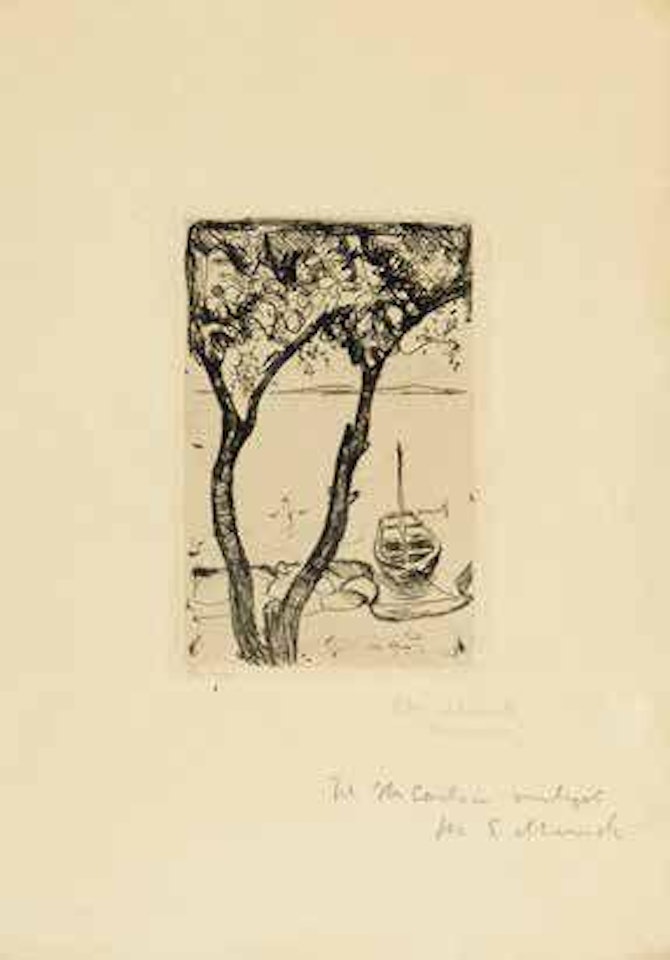 Landskap med båt (Landscape with boat) by Edvard Munch