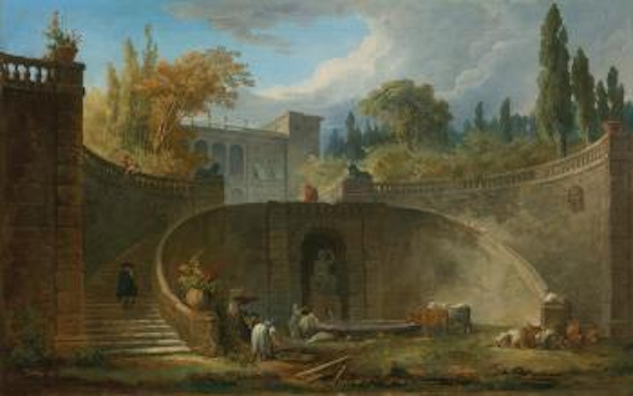 Villa Farnese with gardens at Caprarola by Hubert Robert