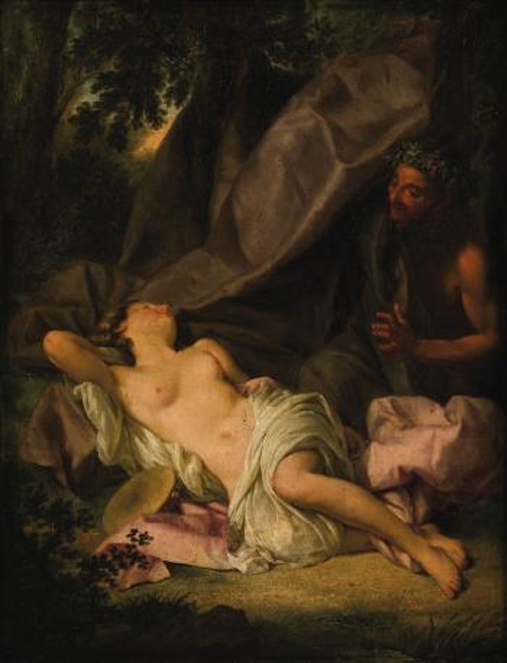 Pan Spying on A Sleeping Nymph by Flemish School