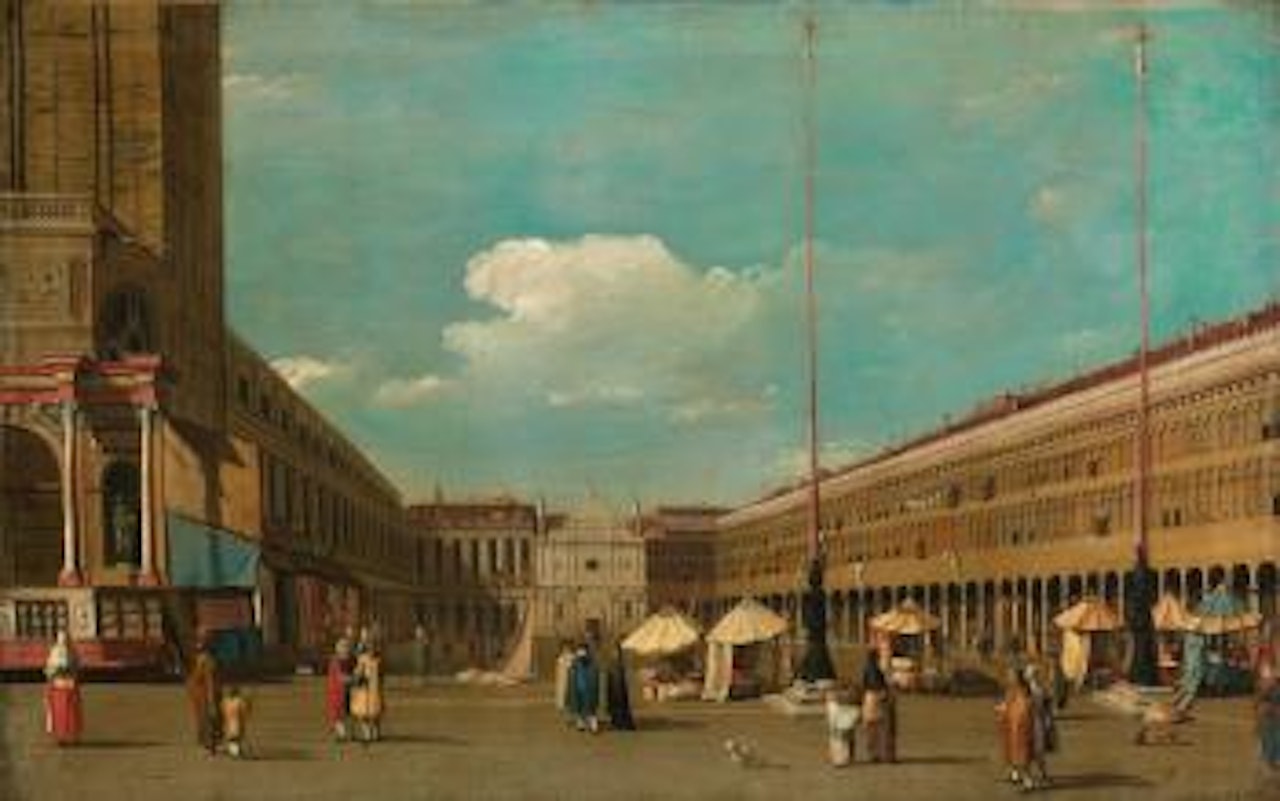 View of Piazza San Marco Venice, Looking West From South of The Central Line by Canaletto