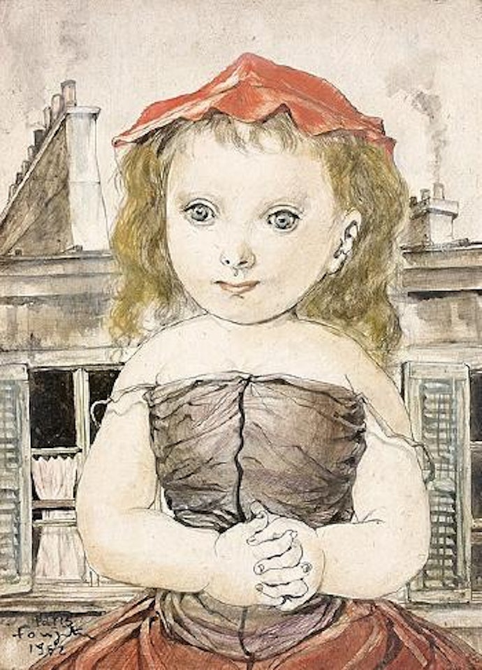 Fillette au chapeau rouge by Leonard Tsuguharu Foujita