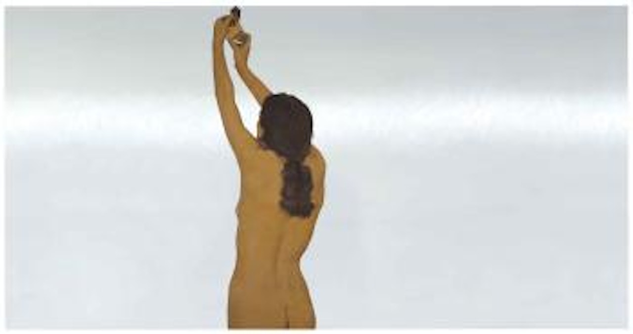 Donna nuda che avvita una lampadina (Nude woman affixing a light bulb) by Michelangelo Pistoletto