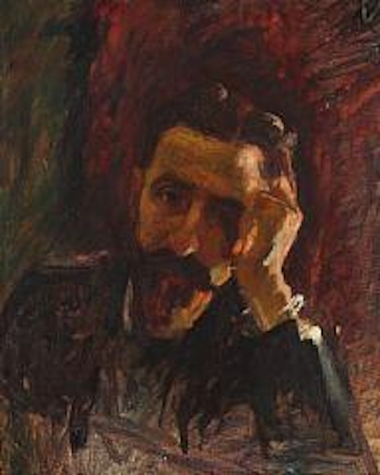A bearded man in deep thoughts by Christian Krohg