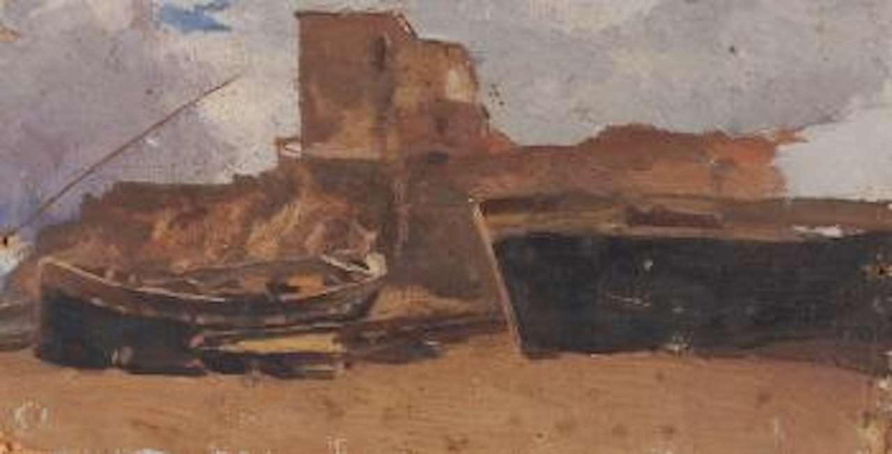 Boote am Strand by Giovanni Giacometti
