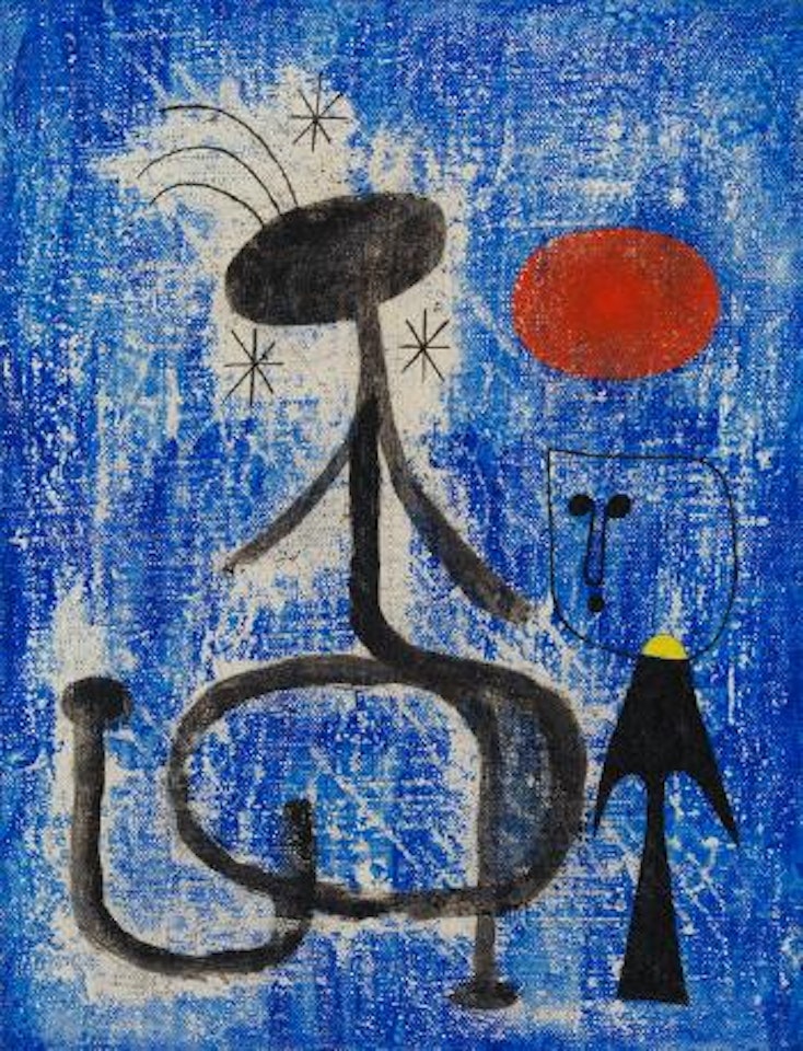 Femme et oiseau devant la nuit by Joan Miró