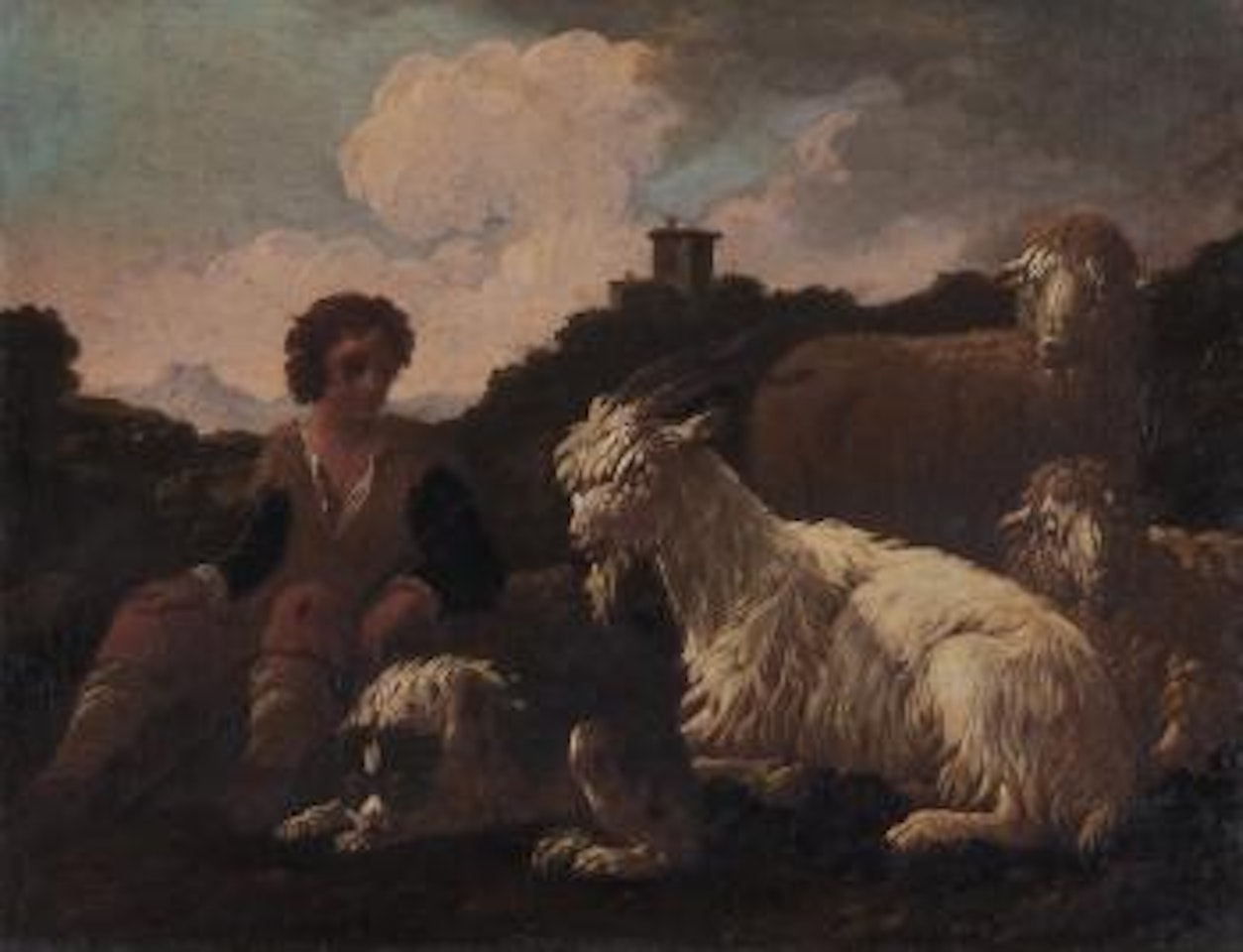 Junger Hirte mit Hund, Ziege und Schaf by Philipp Peter Roos