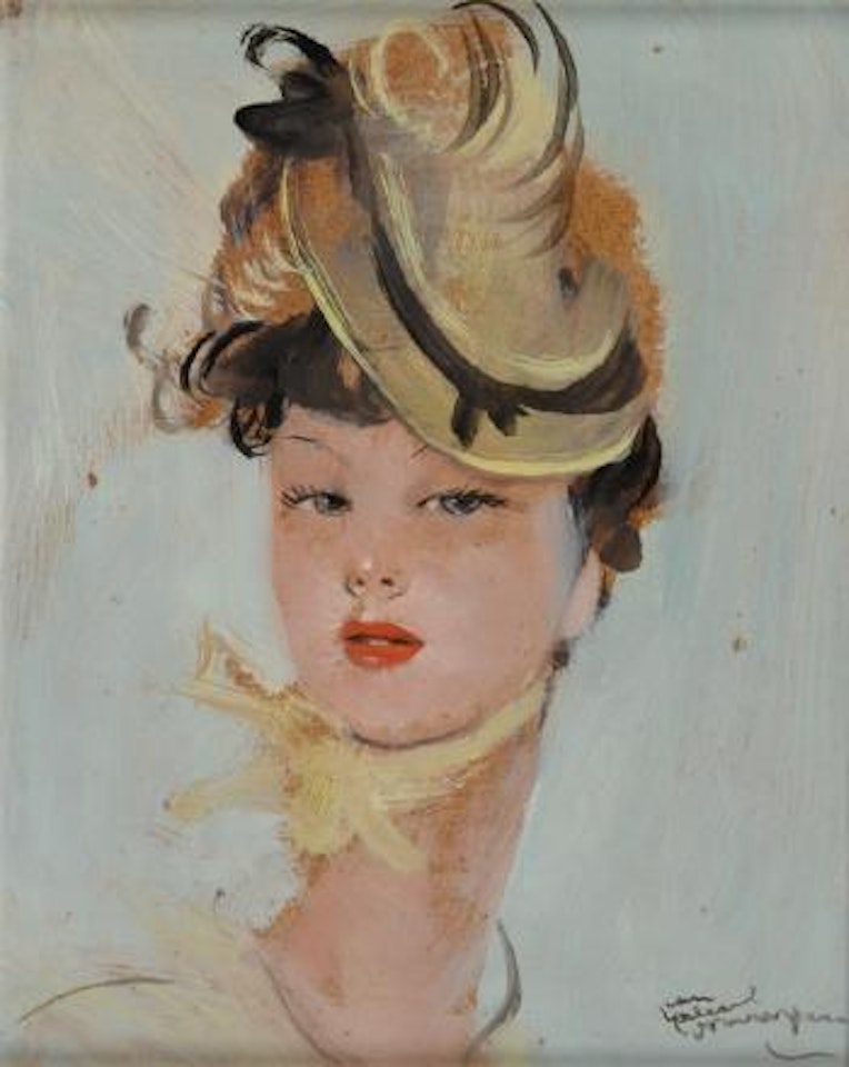 Portrait au noeud jaune by Jean Gabriel Domergue