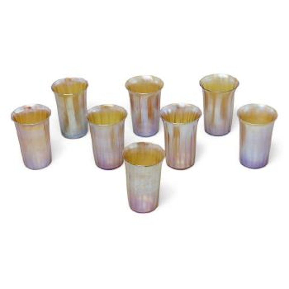 Eleven Tiffany Studios Gold Favrile Glass Water Glasses by Tiffany Studios