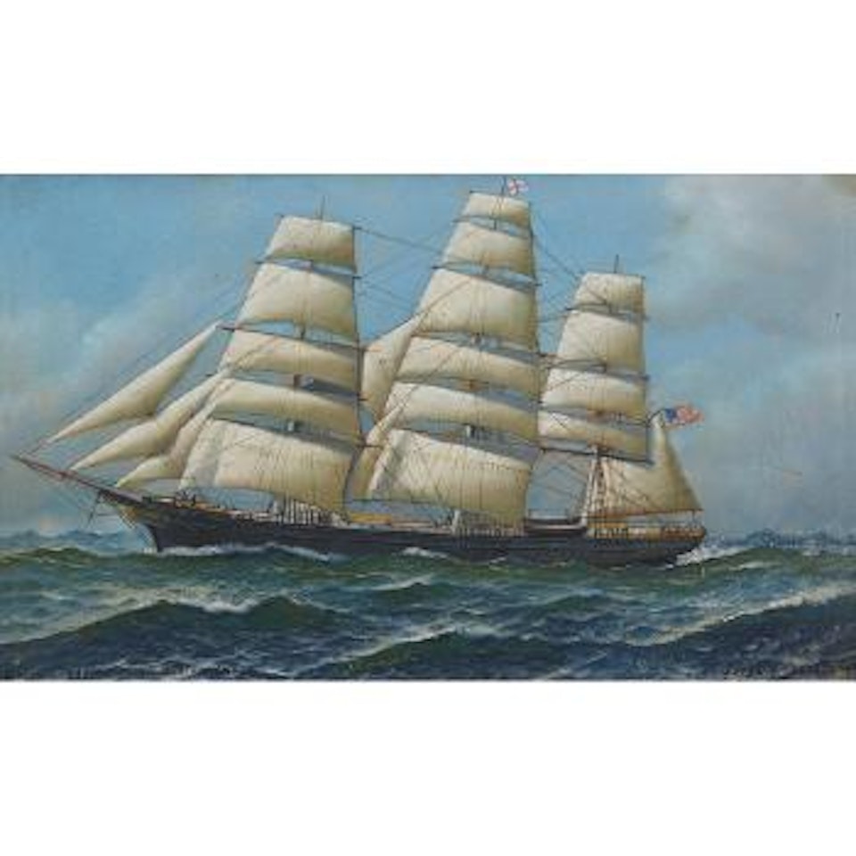 The American clippership Gamecock under full sail by Antonio Jacobsen