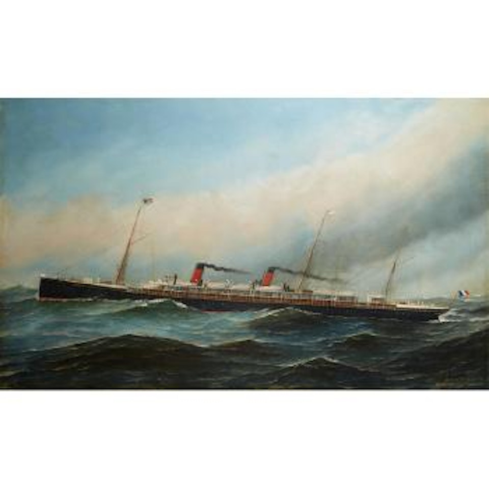 The S.S. La Touraine of the French Line at sea by Antonio Jacobsen