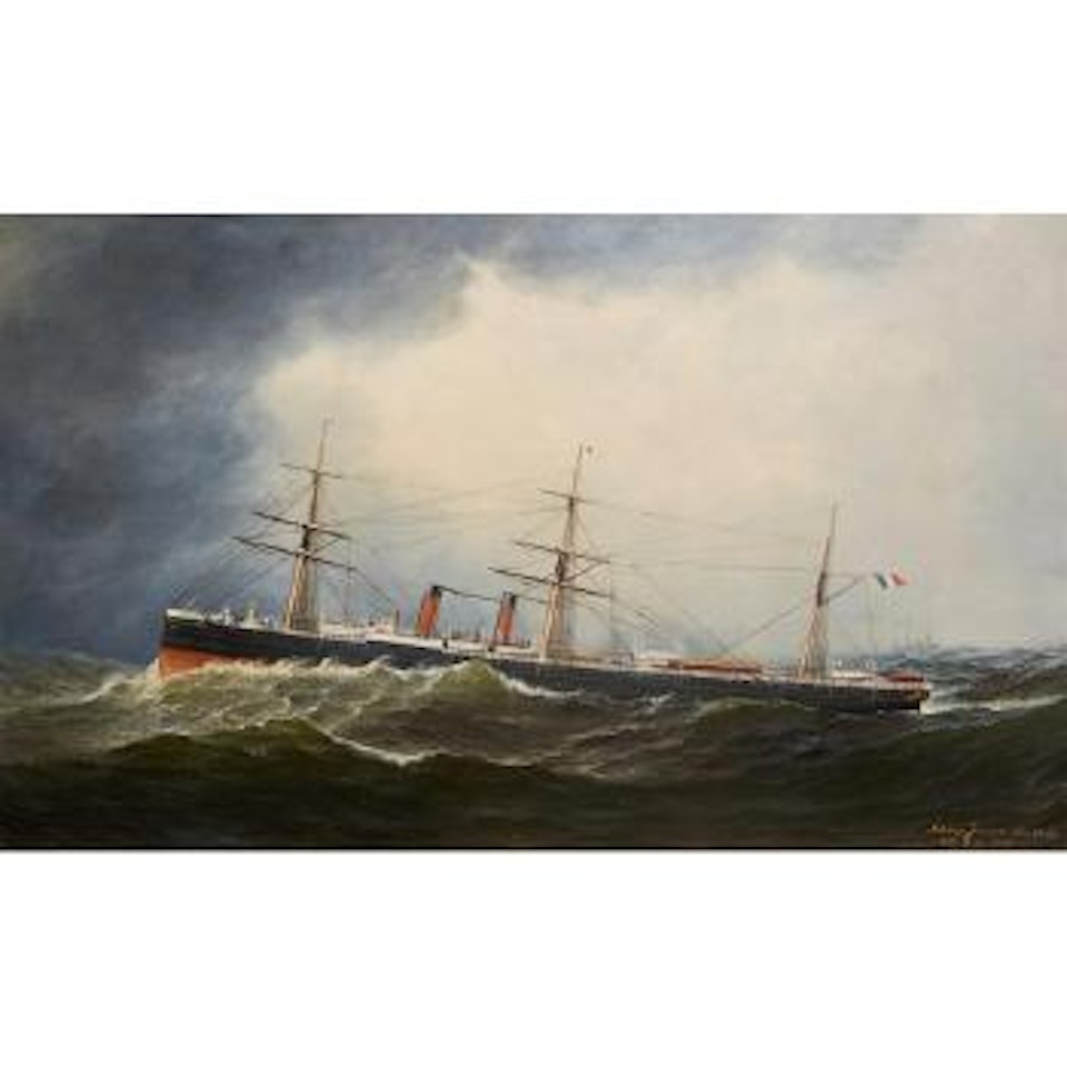The S.S. France of the French Line at sea by Antonio Jacobsen