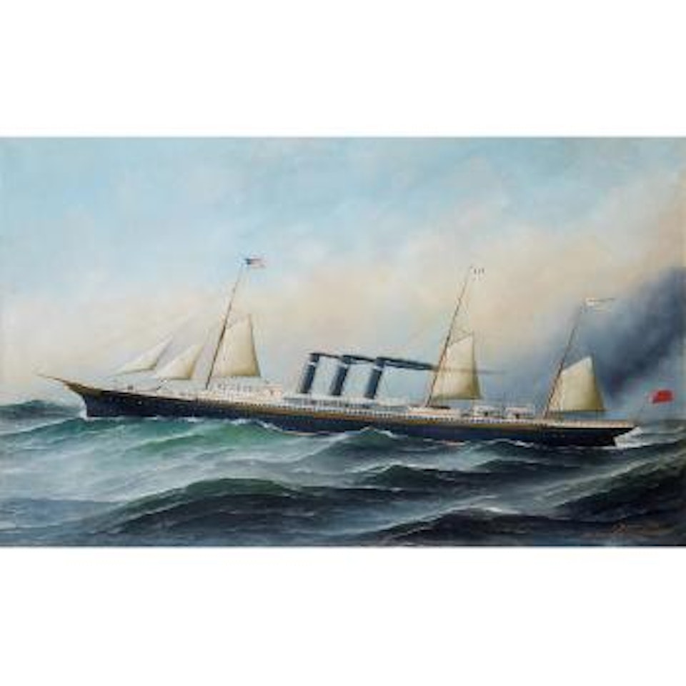 The S.S. City of New York at sea by Antonio Jacobsen