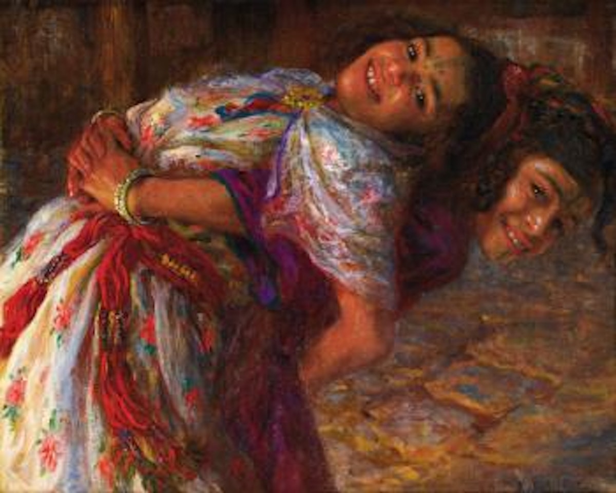 Fillettes Jouant by Etienne Alphonse Dinet