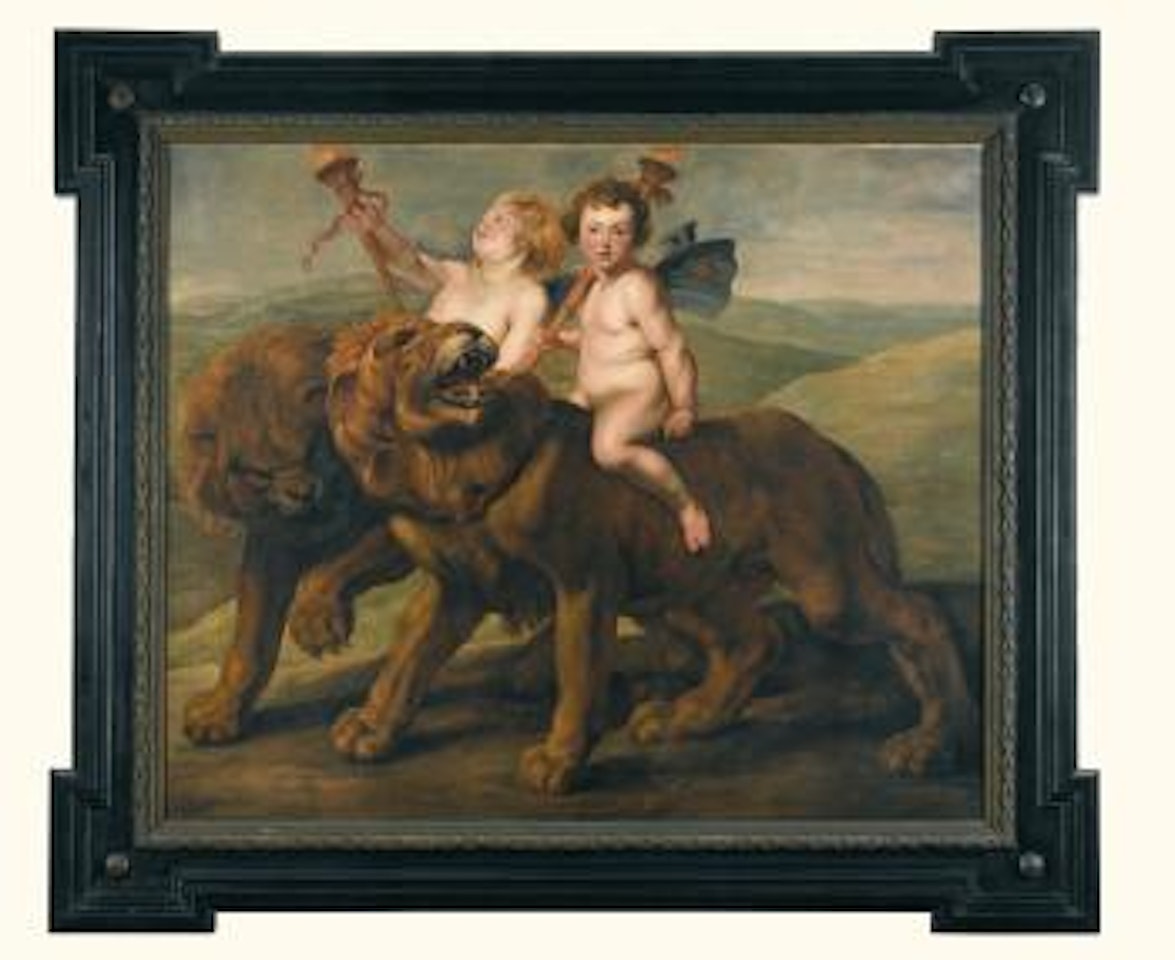 Two Putti Holding Torches and Riding Lions by Peter Paul Rubens