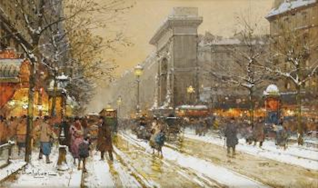 Boulevard de Bonne Nouvelle à Paris près de la porte Saint Martin by Eugene Galien-Laloue