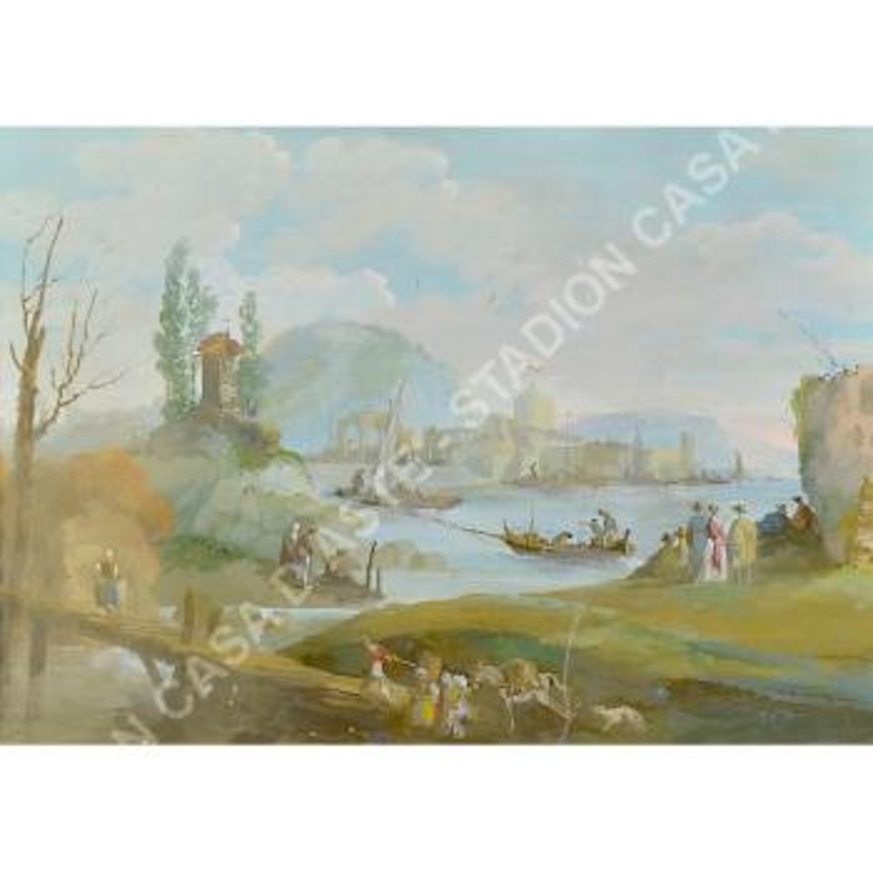 Paesaggio con figure. Paesaggio costiero con figure by Giuseppe Bernardino Bison