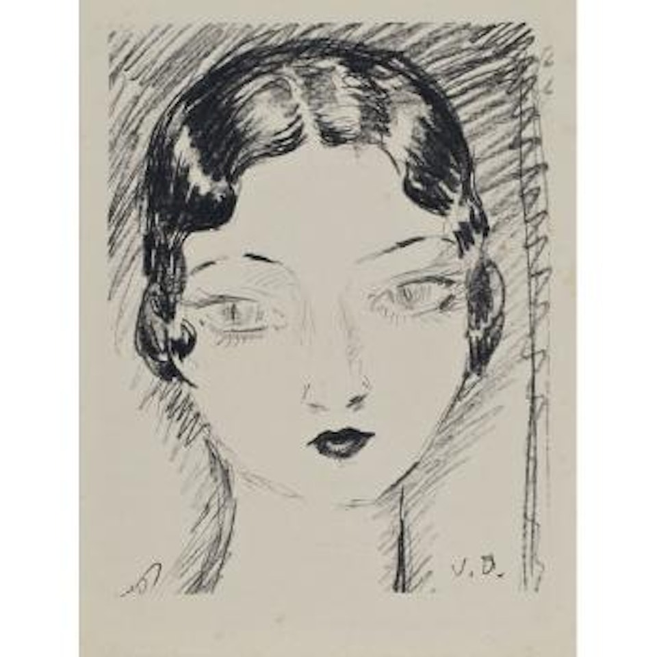 Tête de femme de face, cheveux courts by Kees van Dongen