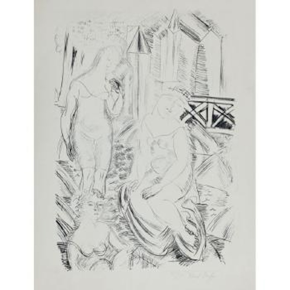 Trois baigneuses devant le port de Sainte-Adresse by Raoul Dufy