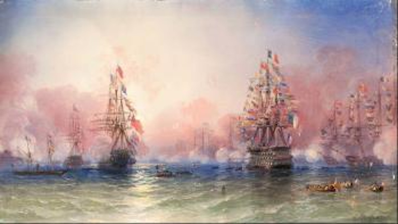 Rivista navale a Spittred (23 aprile 1856) by Carlo Bossoli