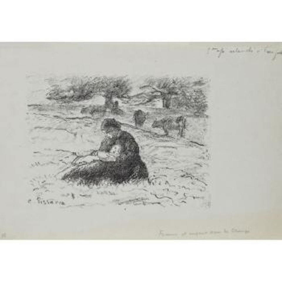 Femme et enfant dans les champs by Camille Pissarro