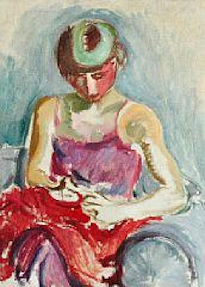 Dame i negligé (Dame i rødt) (Woman in negligee - Lady in Red), 1925 by Harald Giersing